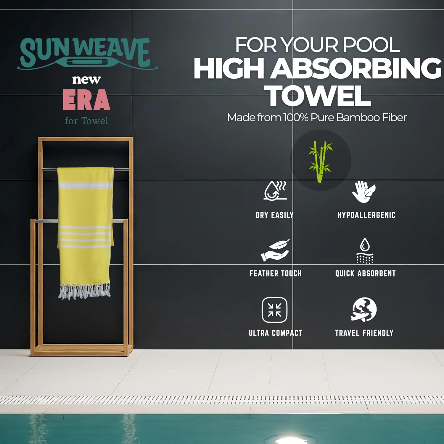 Sun Weave High Absorbency Light Weight Quick Dry Bamboo Head Bath Towel For Women 240 Gsm | Bamboo Gamcha For Men Full Size