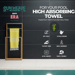 Sun Weave High Absorbency Light Weight Quick Dry Bamboo Head Bath Towel For Women 240 Gsm | Bamboo Gamcha For Men Full Size