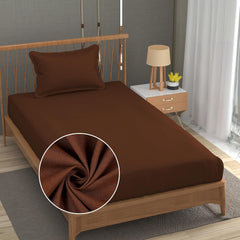 Solid Plain Single Size Bedsheet Set With 1 Pillow Covers | Size - 60 X 90 Inches, Copper | Ideal For All Seasons Due To Its Breathable Nature