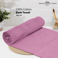 House Of Terry 100% Cotton Bath Towel 900 Gsm | Quick Dry, Soft & Absorbent, Fade-Resistant, Skin-Friendly For Men & Women Towel (Lilac & Green) - Pack Of 2