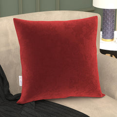 Microfiber Square Soft Pillow Cushion For Sofa & Bed, Maroon - 24 X 24 Inch | Fluffy Pillow For Comfort & Back Support | Hypoallergenic, Washable | Premium Velvet Outer Cover - Pack Of 1