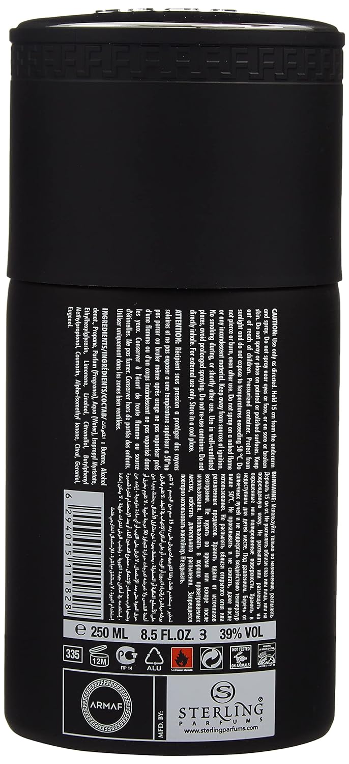 Armaf Club De Nuit Urban Man Perfume Body Spray 250ml 8.5 Fl.oz. Daily Wear Deo For Men | Long Lasting | Alcohol Free