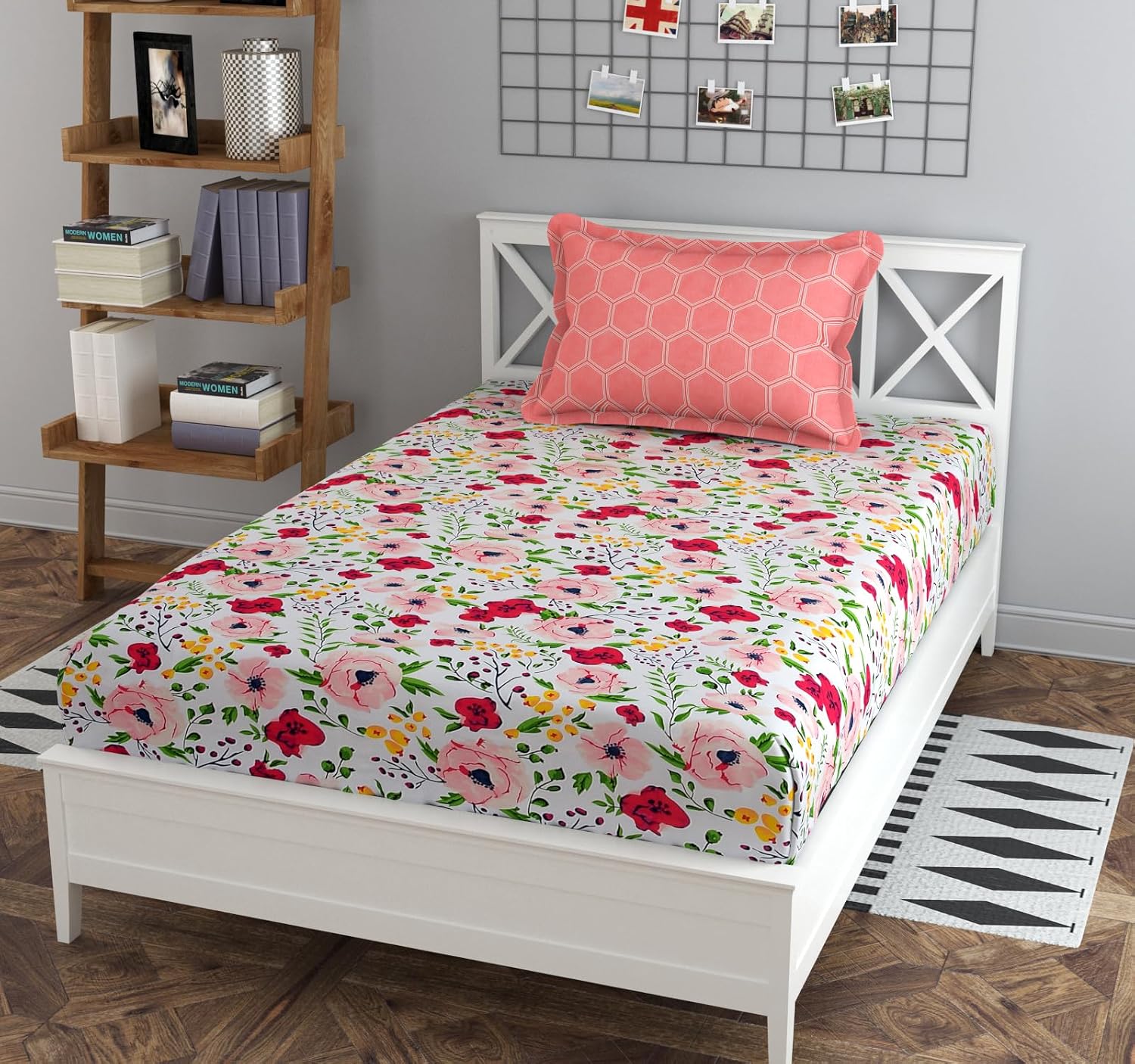 1 Single Bedsheet With 1 Pillow Cover - 60 X 90 Inches, Multicolor | Smooth, Breathable, Fade Resistant | Lightweight, Skin Friendly, Soft Fabric Suitable For Warmer Seasons
