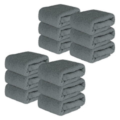Kuber Industries Super Absorbent & Reusable Microfibre Face Towel 1300 Gsm (Plain Ash Grey) - Pack Of 12