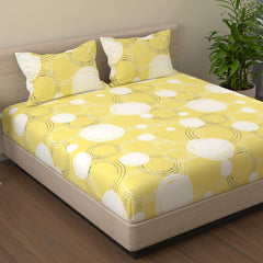 1 King Bedsheet With 2 Pillow Covers - 108 X 108 Inches, Yellow | Beautiful Print & Luxury Look Bedsheet | Cotton Bedsheet Is Naturally Comfortable