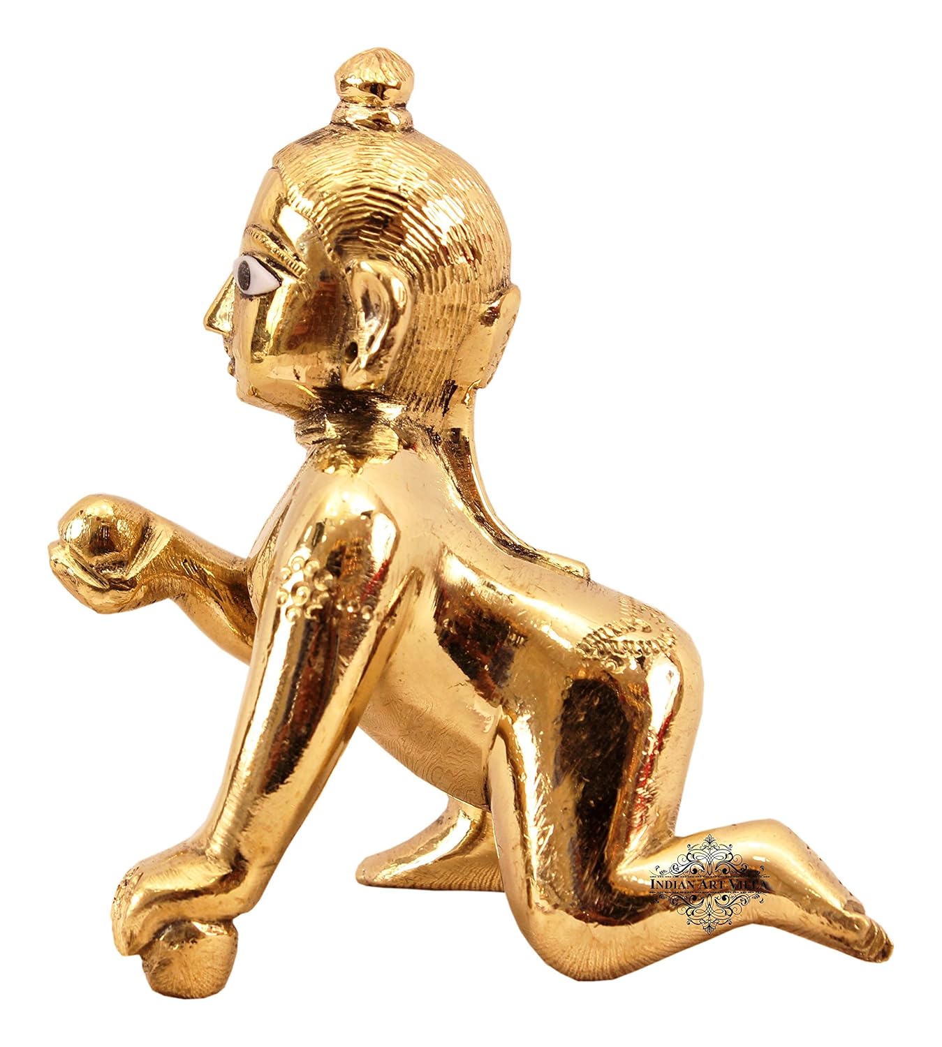 Gold Laddu Gopal Idol, Bal Gopal Statue, Gold, Pure Brass, Idol - Size No.2, Thakur Ji, Made In Vrindavan, Daily Worship, Special Occasions, Laddoo Gopal Murti