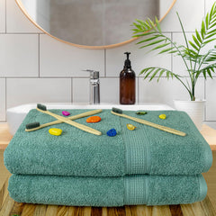 Rangoli 100% Cotton Fibre Bath Towel 1000 Gsm | Highly Durable & Super Absorbent Towel | Skin-Friendly & Quick Drying Luxury Towels (Mint Green) - Pack Of 2