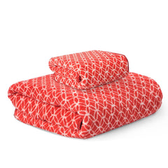 Heart Home Microfiber Bath & Face Towels 700 Gsm | Quick Absorbent Hand Towels For Wash Basin Bathroom & Kitchen Circle (Red) - Pack Of 2