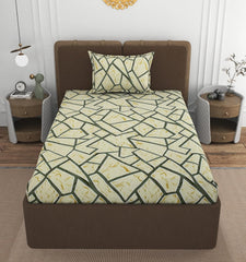 1 Single Bedsheet With 1 Pillow Cover - All Around Elastic Fitted | 100% Premium Fabric Is Lightweight, Soft & Comfortable | Size 36 X 72 X 8 Inches, Cream