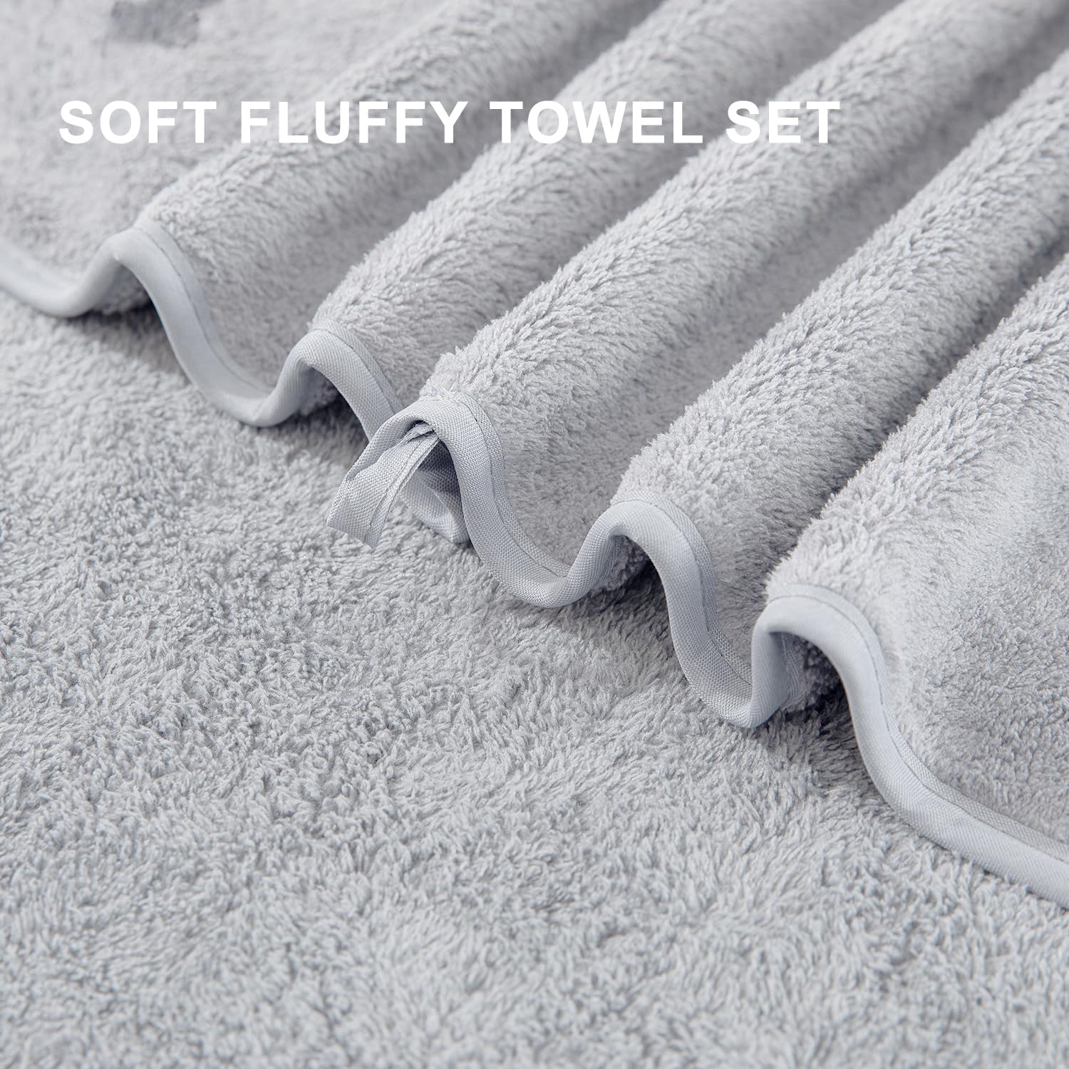 Maggea Oversized Bath Towel 2 Kg | Ultra Soft Bath Towel Set Thick Large Cozy Plush Highly Absorbent Quick Dry Bathroom Towels (Grey)- 4 Piece