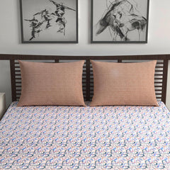 Queen Size Double Bedsheet With 2 Pillow Covers - 87 X 100 Inches, Multicolor | 144 Thread Count Pure Cotton Bedsheet - Light Weight, Soft, Skin Friendly | Perfect For Gifting