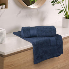 Trident Soft Comfort Air Rich 100% Cotton Bath Towels 500 Gsm | Large Size Bathroom Towels For Men/Women, 2 Pcs (Navy)