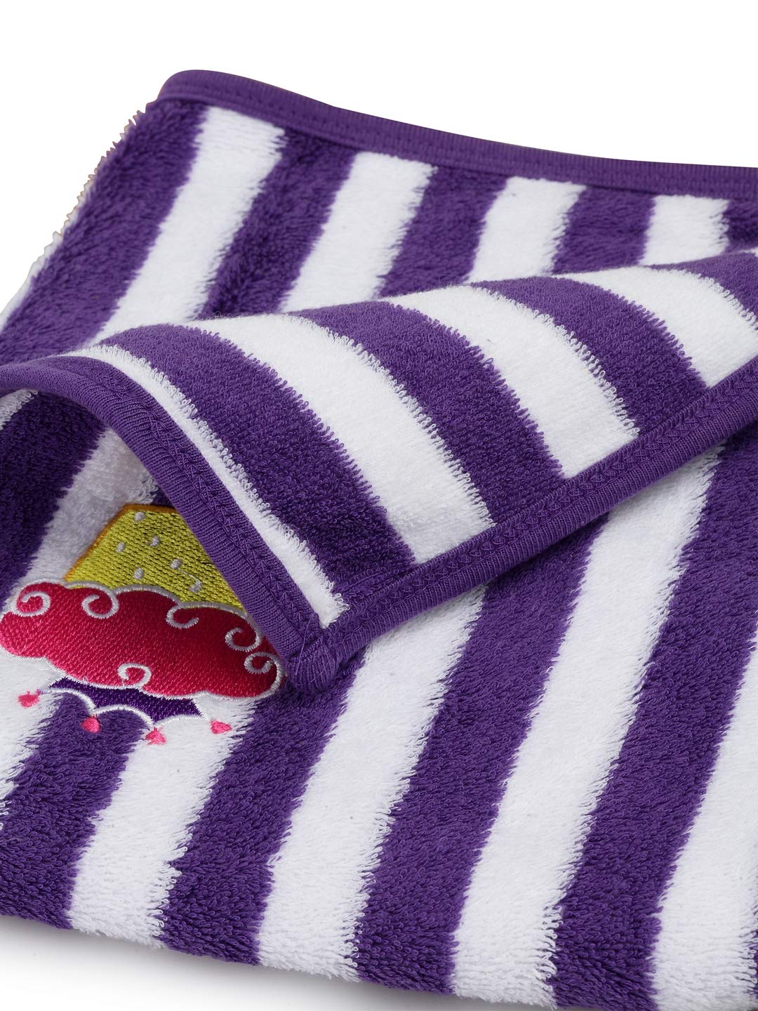 My Milestones 100% Cotton Hand Towel 400 Gsm | Ultra Soft Attractive Embroidery Appliques Cotton Soft, Absorbent Hand Towel Perfect For Face (Set Of 2)- Purple/White