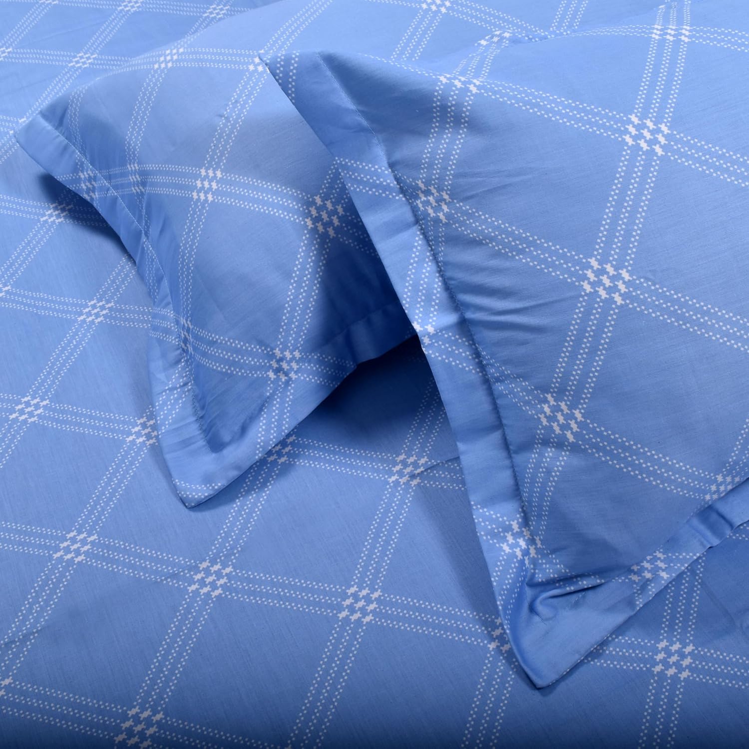Premium Cotton Bedsheet For Double Bed King Size With 2 Pillow Covers - (108 X 108 Inches) Blue | Ideal For All Season Comfortable Bedsheet