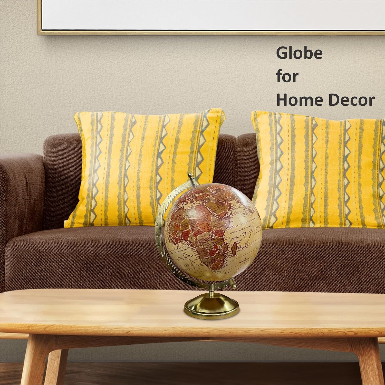 Rotating World Globe 8 Inch With Gold Metal Arc For Education & Learning For Kids & Students, Geography Lovers, Showpiece For Home Decor, Office Desk, Study Table, Gift, Pack Of 1