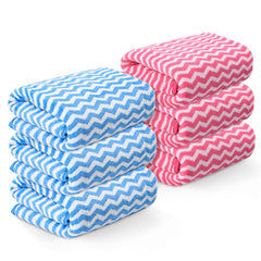 Kuber Industries Microfiber Soft Face Towel 1200 Gsm | Absorbent Hanging Hand Towels For Wash Basin Bathroom | Zig Zag - Pink & Blue (6 Pcs)