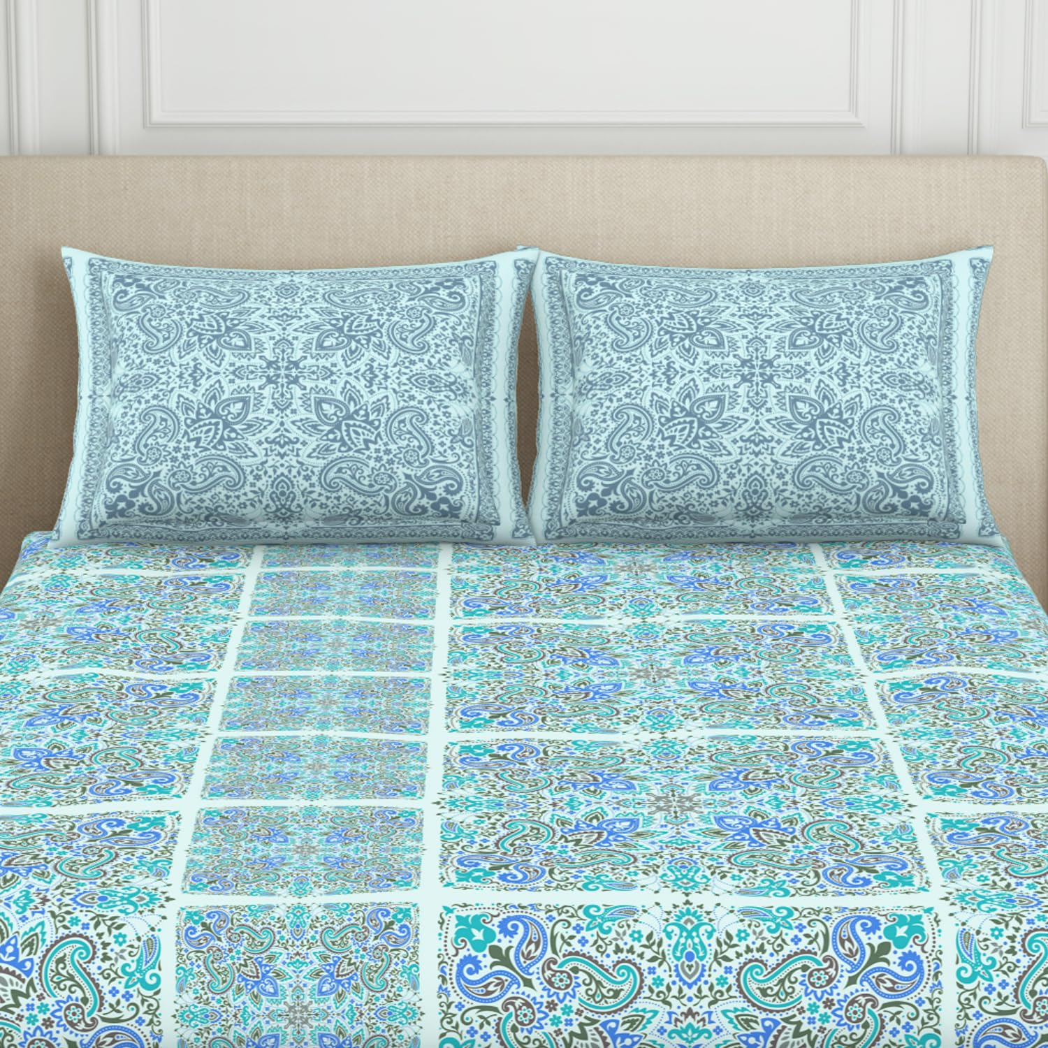 Double Bedsheet With 2 Pillow Covers (Size 88 X 100 Inch) Multicolor | Breathable Pure Cotton Queen Size Bedsheet | Floral Design Bedsheet