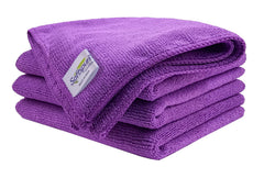 Softspun Microfiber Cloth 340 Gsm | Super Soft Absorbent Cleaning Towels Cleans & Polishes Everything In Your Home - Pack Of 4 (Purple)