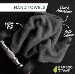 Heelium Bamboo Hand Towel 800 Gsm | Ultra Absorbent & Anti-Bacterial 3x Softer Than Cotton Towels | Pack Of 3 - Grey