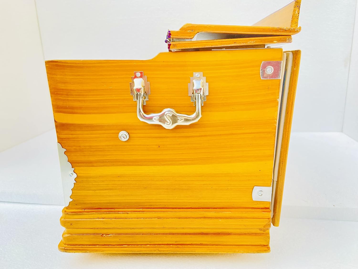 Musical Instrument Harmonium With Cover Bag - 7 Stopper, 39 Keys, Double Fold Bellows, Two Reeds (Base- Male), 3 1/4 Octaves | Tuning 440 Standard Pitch - Compact & Portable Design