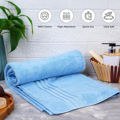 Pyaro 100% Cotton Large Size Terry Bath Towel 550 Gsm | Quick Dry Super Absorbent Soft Bath Towel (Sky Blue)