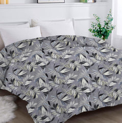 Cotton King Size Double Bedsheet 1 AC Comforter & 2 Pillow Covers | 90 X 100 Inches, Grey & Black - Perfect Gift Set Wedding, Anniversary | 4 Pc Bedding Set