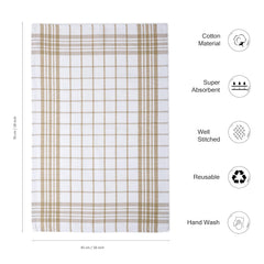 Encasa Xo Kitchen Towels Dish Cloths Sets 300 Gsm | Highly Absorbent Cotton Terry Towels Multipurpose For Washing Dishes & Cleaning Towel | Pack Of 4 (Beige Non-Terry)