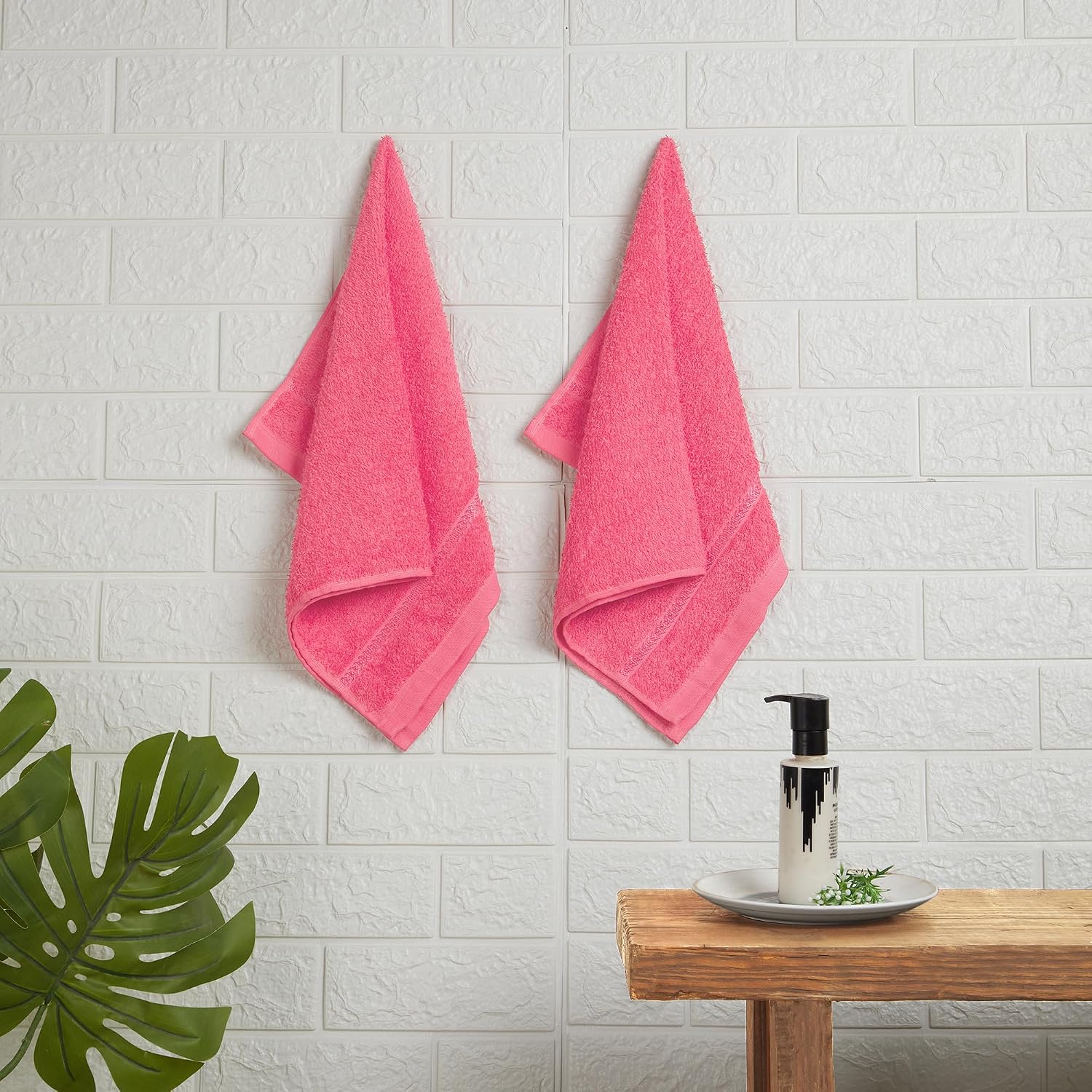 Welspun 100% Cotton Easy Care Hand Towel 400 Gsm | Quick Dry Ultra Soft Hand Towel (Coral) - Pack Of 2