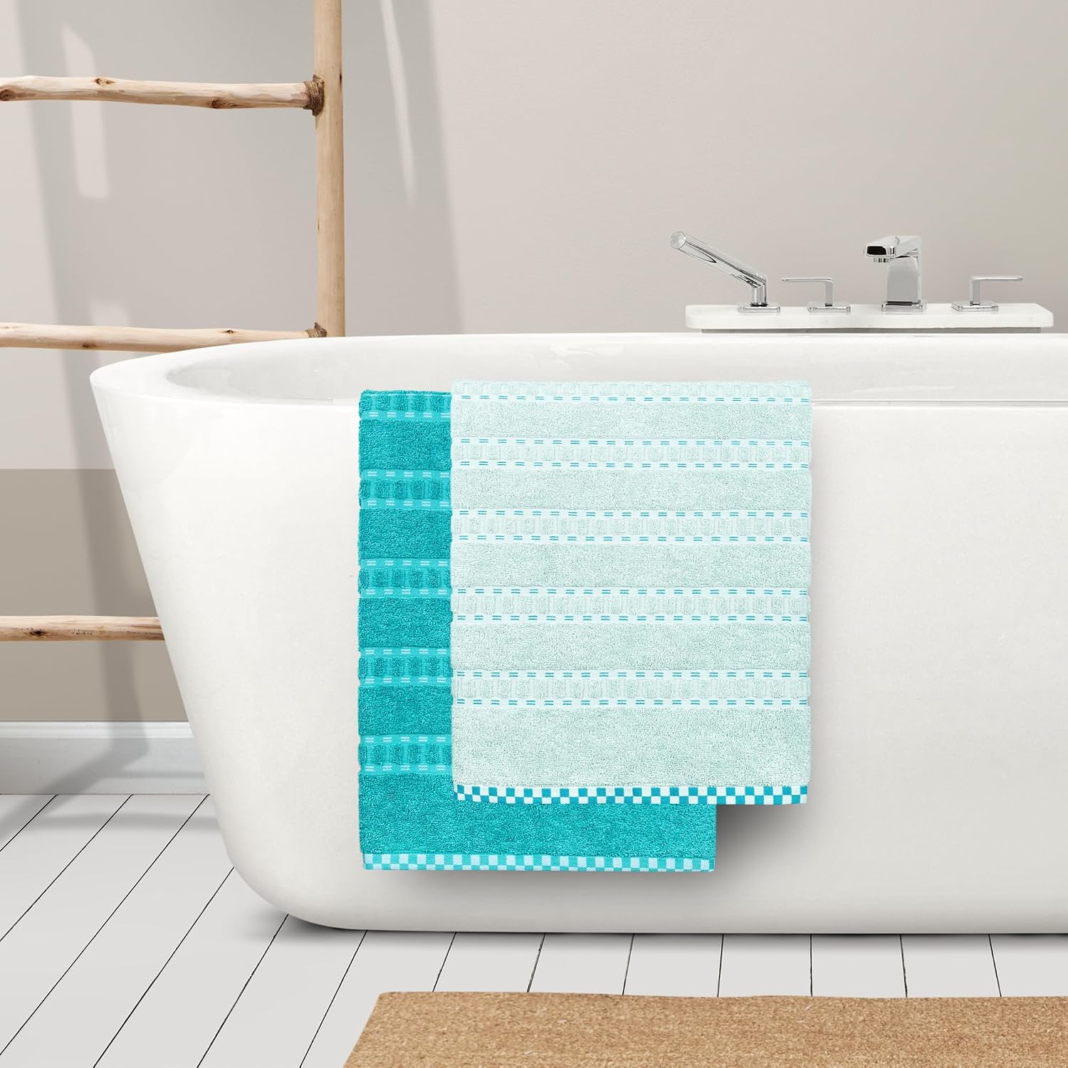 Mytrident 100% Cotton Bath Towel 1200 Gsm (Light Blue & Sky Blue) - 2 Piece