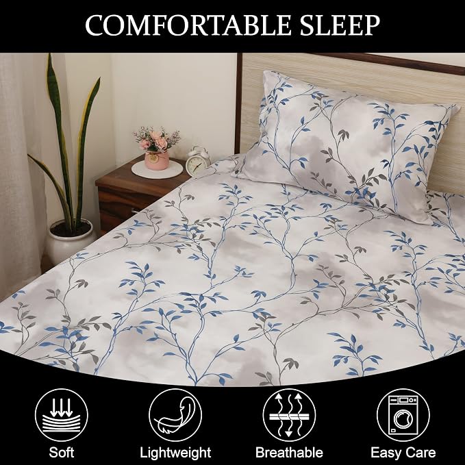 Microfibre Bedsheet King Size Includes 2 Pillow Covers - 108x108 Inches, Grey | Ultra Soft & Breathable Microfiber – Wrinkle-Free & Skin-Friendly