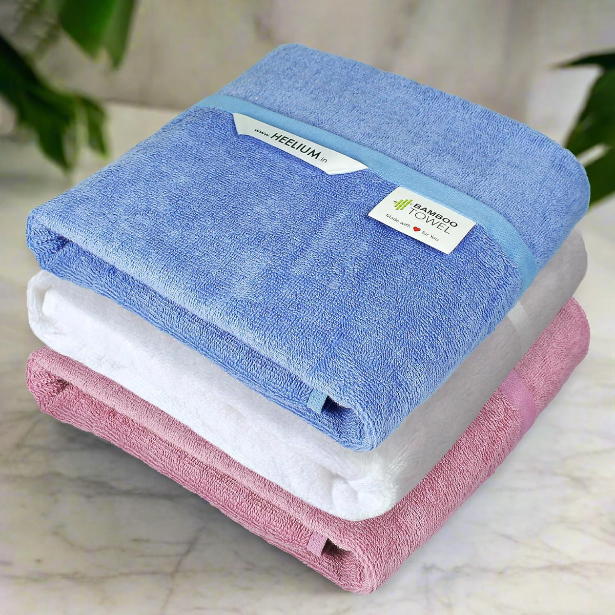 Heelium Bamboo Bath Towel 3x Softer & Quick Drying 400 Gsm (Iris, White, Peach)