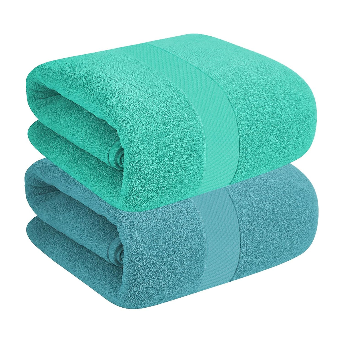 House Of Terry 100% Cotton Bath Towel 900 Gsm | Quick Dry, Soft & Absorbent, Fade-Resistant, Skin-Friendly For Men & Women Towel (Turquish & Sky Blue) - Pack Of 2
