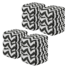 Kuber Industries Super Absorbent & Reusable Microfibre Face Towel 1300 Gsm (Zig Zag Grey) - Pack Of 12