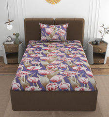 1 Single Bedsheet With 1 Pillow Cover - All Around Elastic Fitted | 100% Premium Fabric Is Lightweight, Soft & Comfortable | Size 36 X 72 X 8 Inches, Purple