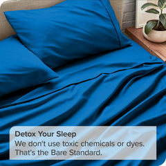 Super King Size Flat Bedsheet With 2 Pillow Covers - 110 X 112 Inches, Royal Blue | Good For Home, Hotel, Villa, Resort & Guest House