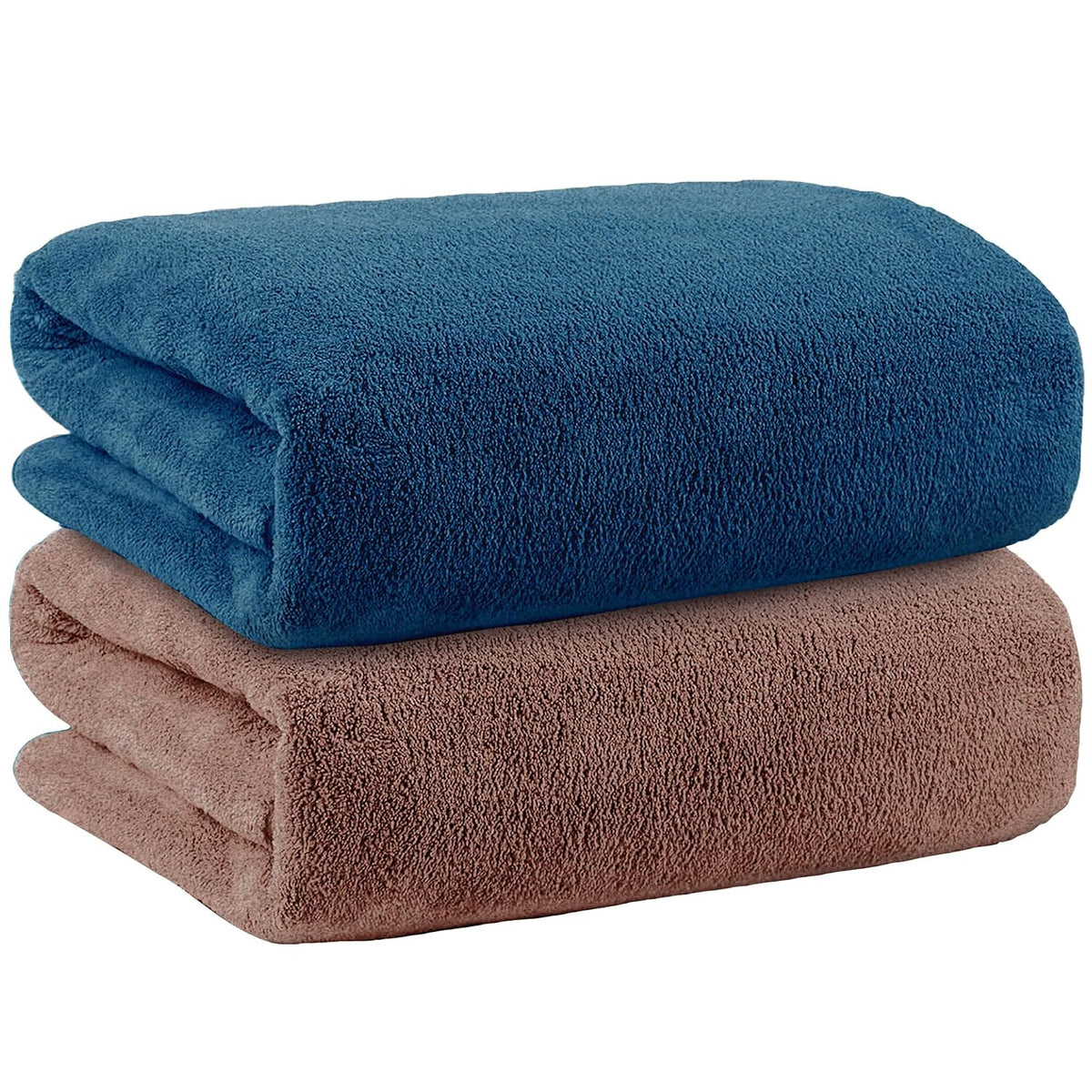 Story@Home Microfiber Bath Towels 400 Gsm Large Size Set Of 2 | Perfect For Everyday Use (Navy Blue & Light Brown)