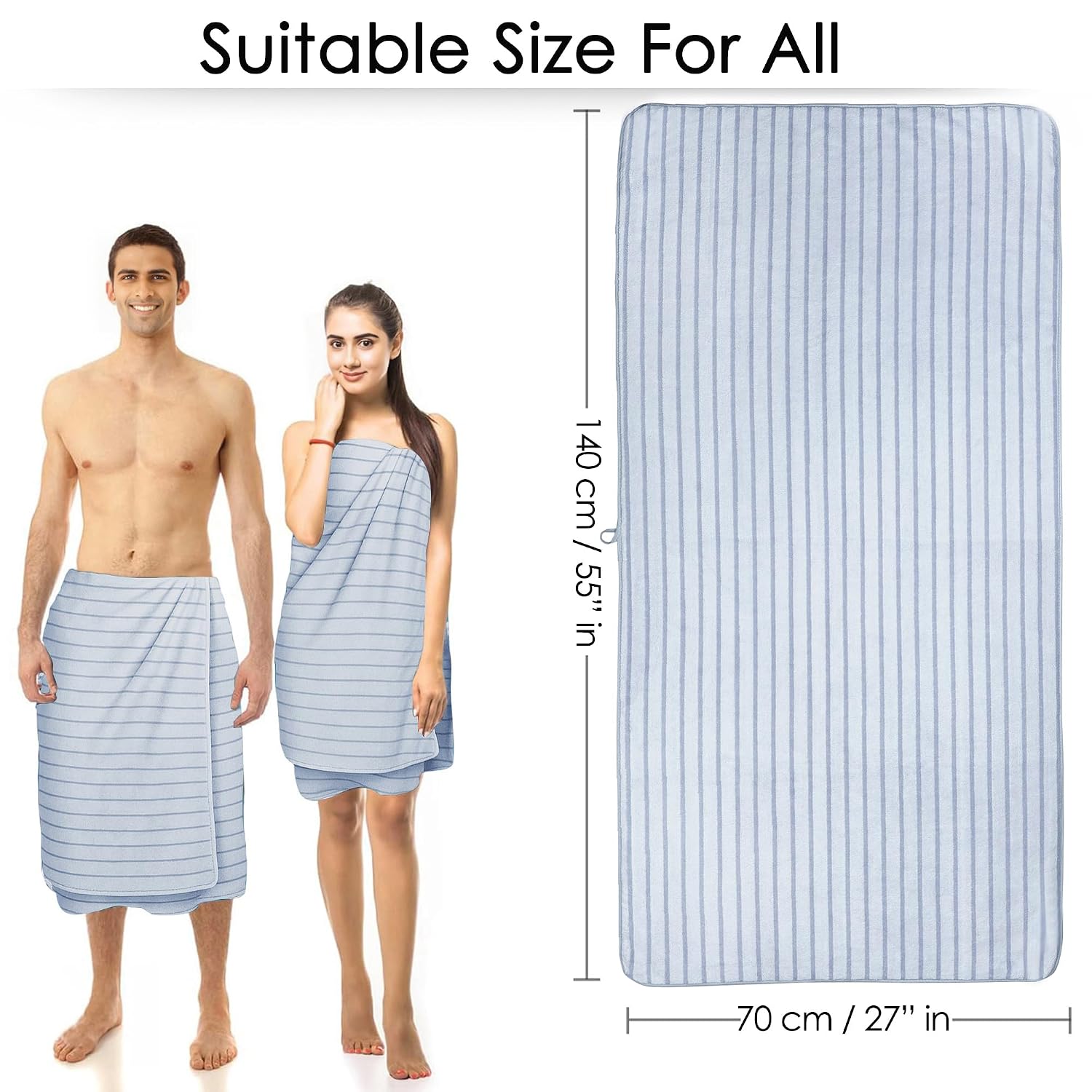 Story@Home Microfiber Bath Towels Large Size 400 Gsm | Towels For Men, Women & Kids | Perfect For Everyday Use (Grey Stripes)