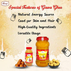 Organic Pure Gawa Ghee By Dadaji | High In Vitamins A, D & Healthy Desi Cow Ghee Good For Boost Immunity | (1 Litre) 33.8 Ounce | Jar Pack