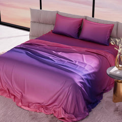 Bedsheet For Super King Size Bed With 2 Matching Pillow Cover - 108 X 108 Inches, Pink Indigo | Ideal For Healthy Skin & Hair | 100% Premium Fabric Is Lightweight, Soft & Comfortable