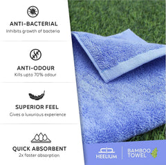 Heelium Bamboo Towel 2 Bath & 2 Hand Towel 1400 Gsm | Soft, High Absorbency & Antibacterial Towels (Peach & Iris) - Pack Of 4