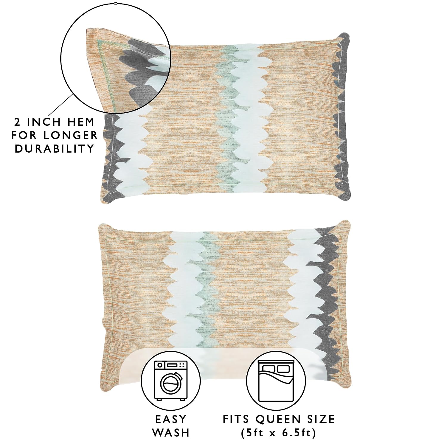 1 Piece Microfiber Bedsheet For Double Bed With 2 Pillow Covers - 88 X 98 Inches, Grey & Beige | Cotton Bedsheet, Breathable & Wrinkle Free