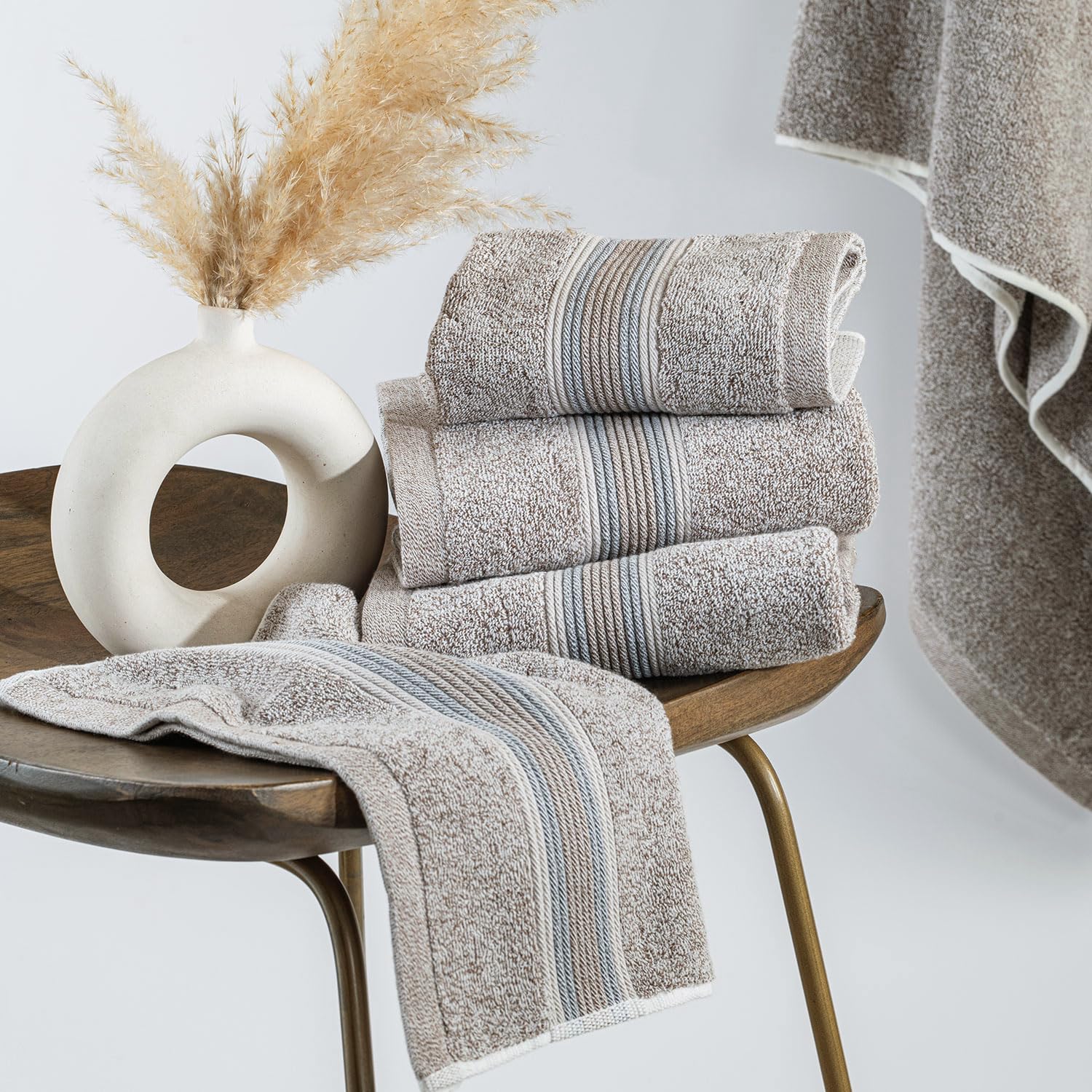 Spread Spain Water & Soil Hand Towel 500 Gsm | Luxurious Blend Of Cotton & Bamboo Fiber Hand Towel Ultra-Absorbent, Quick-Drying & Skin-Friendly (Brown) - Pack Of 2