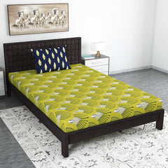 1 Single Bedsheet With 1 Pillow Cover - 57 X 87 Inches, Blue & Green | Skin Friendly Fabric For Everyday Use - Soft, Breathable & Comfortable Sleeping