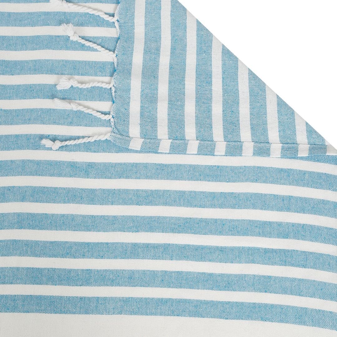 210 TC Double Bedsheet With Two Pillow Cover - Queen Size 90 X 100 Inches, White & Blue | Handloom Cotton Bedsheets For Double Bed | All Season Comfort