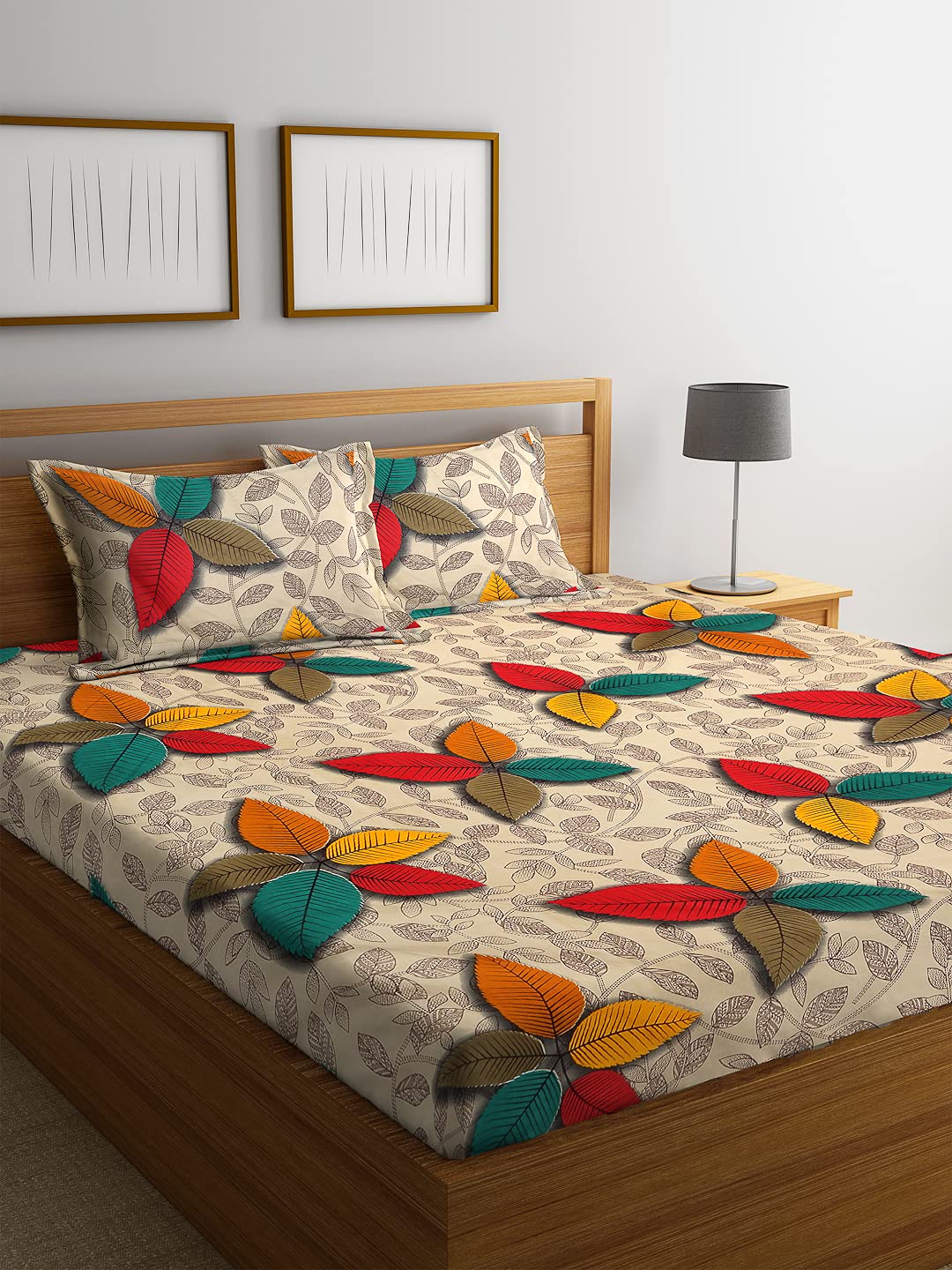 Double Bedsheet With 2 King Size Pillow Covers - 90 X 92 Inches, Multicolor | Natural Resistance To Shrinkage & Wrinkles | Stylish & Unique Design