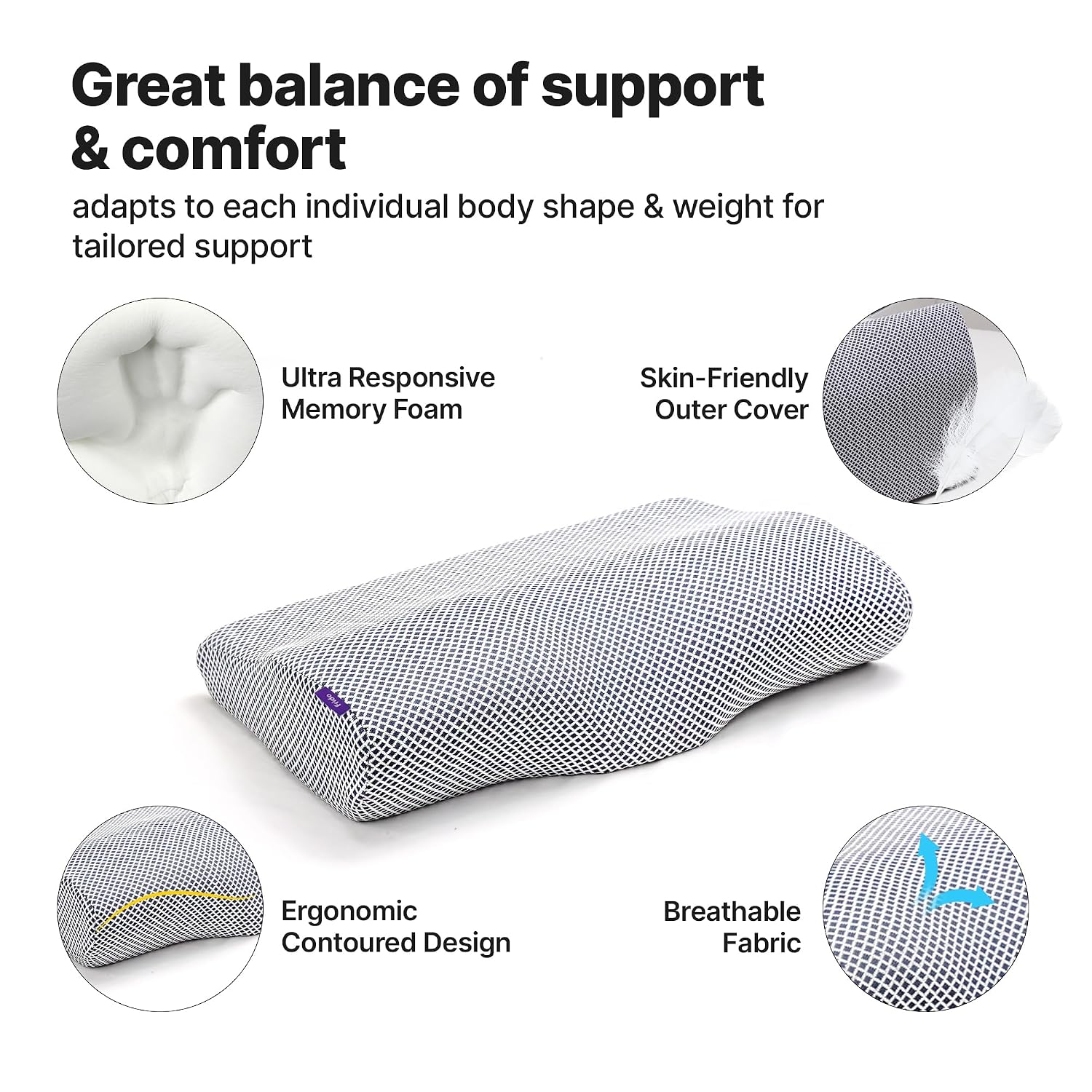 Ultimate Contour Cervical Neck Pillow, For Pain Relief Sleep, Grey Mesh Pillow | Improves Posture, Neck Pain Relief Cushion With Ultra Responsive Memory Foam & Skin Friendly Cover