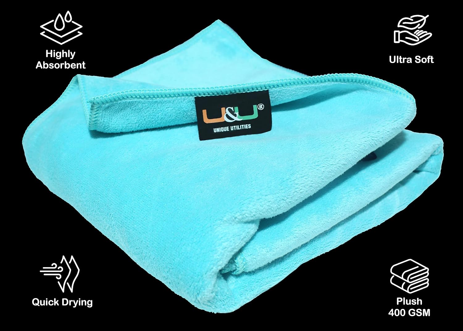 U & U Microfiber Bath Towels Large Size 400 Gsm | Bath Towel For Men & Women | Ultra Absorbent & Quick-Dry Towels For Bathing | Soft & Lightweight Towel (Sea Green)