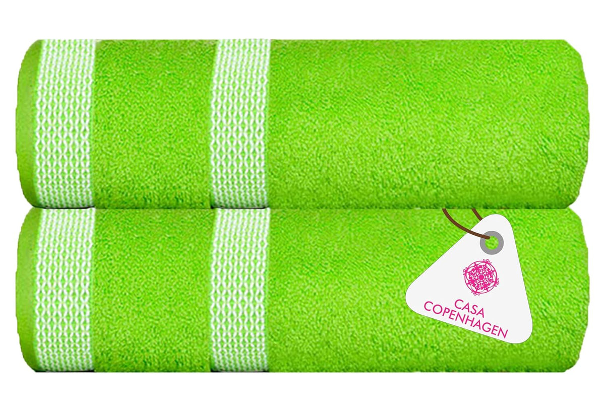 Casa Copenhagen Egyptian Cotton Zero Twist Hand Towel 400 Gsm (Lime Green) -2 Pcs