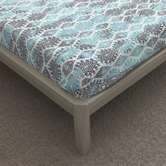 Cotton Elastic Fitted Single Bedsheet With 1 Pillow Cover | 72 X 30 Inches, Black & Sky Blue - Breathable & Durable, Soft & Perfect For All Seasons