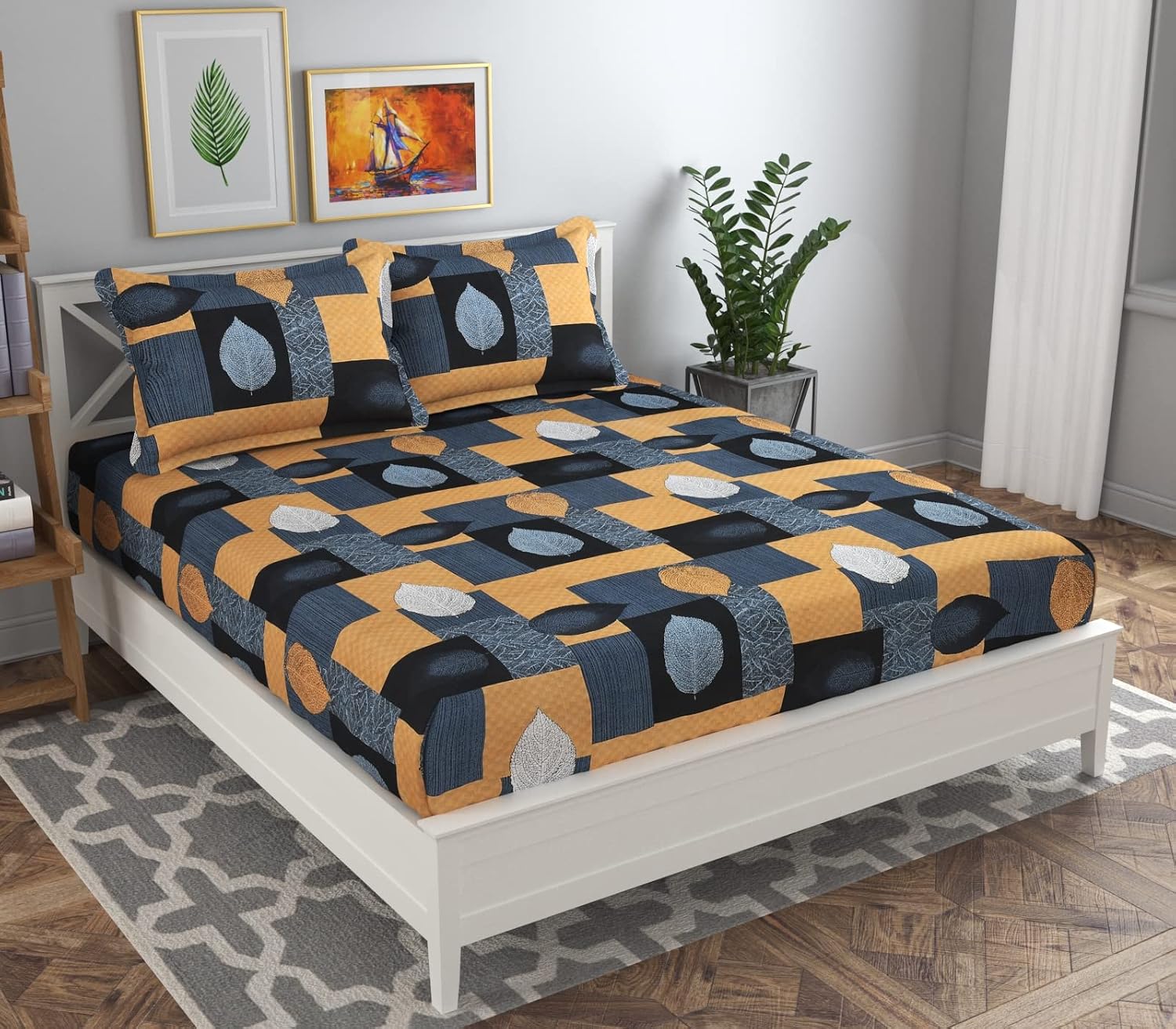 Combo Pack Of 4 Double Bedsheets With 8 Pillow Covers - 86 X 86 Inches, Multicolor | 160 Thread Count Soft Brushed Microfiber Long Lasting & Wrinkle Free